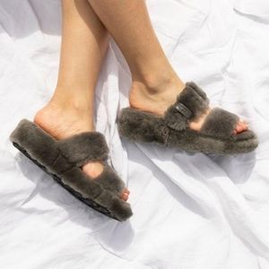 Ugg fuzz yeah charcoal slipper sandals